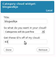 category cloud widget config screenshot